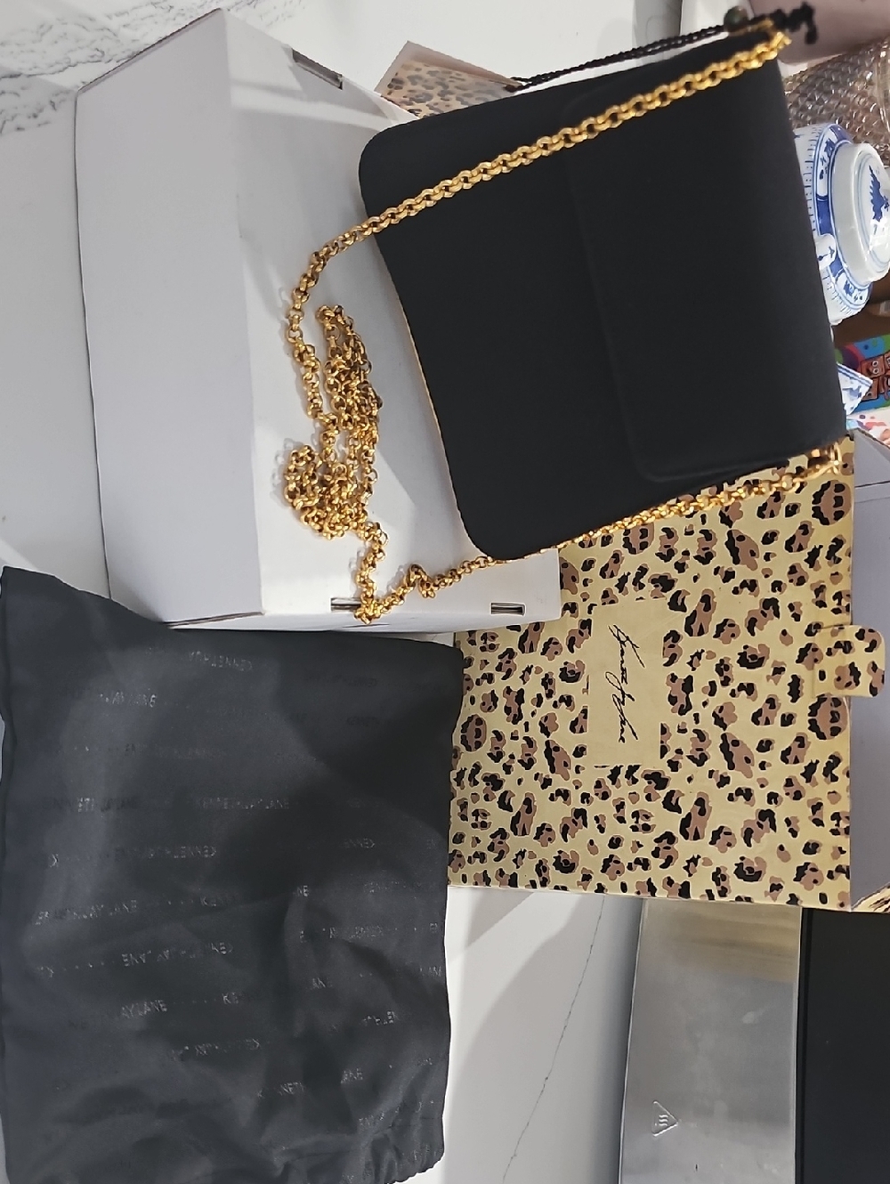 Black Shoulder Bag with Gold Chain Strap